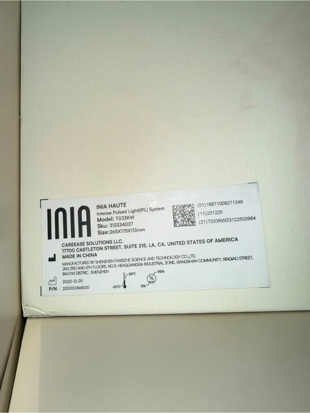 INIA IPL Hair Removal Device with Sapphire Ice-Cooling